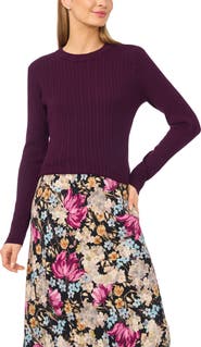 Halogen® Pointelle Rib Crewneck Sweater