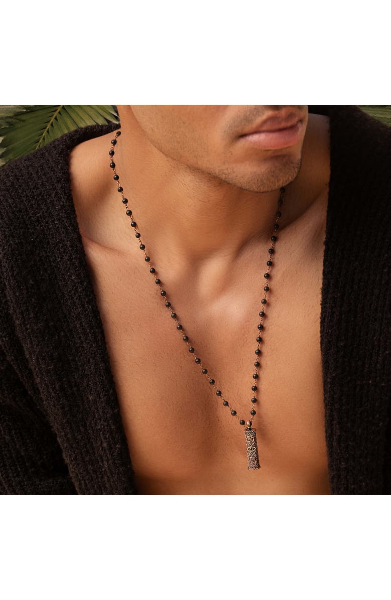 Karma and Luck Brilliant Spirit - Matte Onyx Triple Protection Necklace, Alternate, color, Black/Bronze