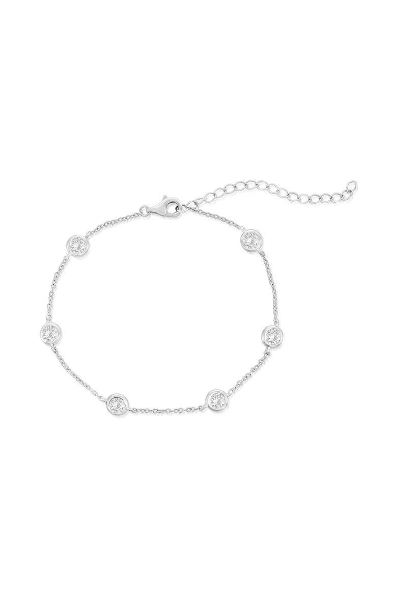 Sterling Silver Crystal Anklet, Main, color, Silver