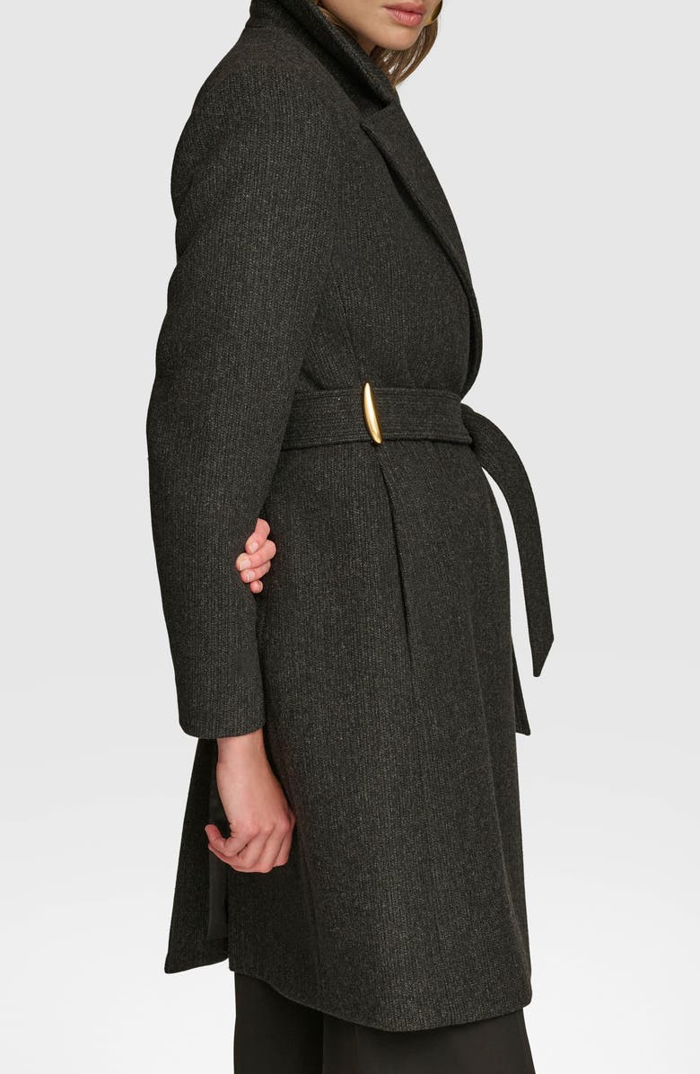 Donna Karan New York Belted Wool Blend Coat, Alternate, color, Black