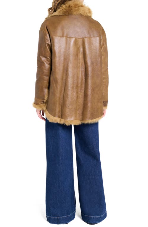 Twp Reversible Oversized Genuine Shearling Jacket In Brown