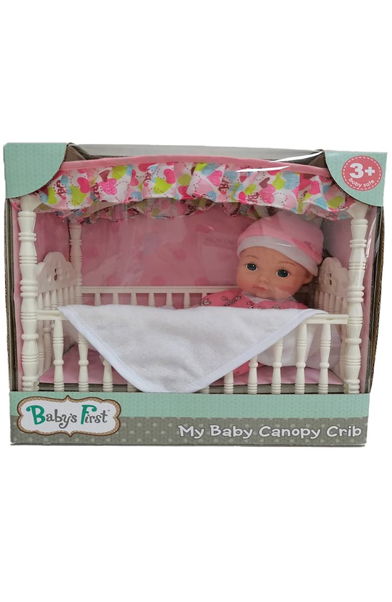 Baby's First Canopy Crib With Toy Doll, Alternate, color, Multicolored