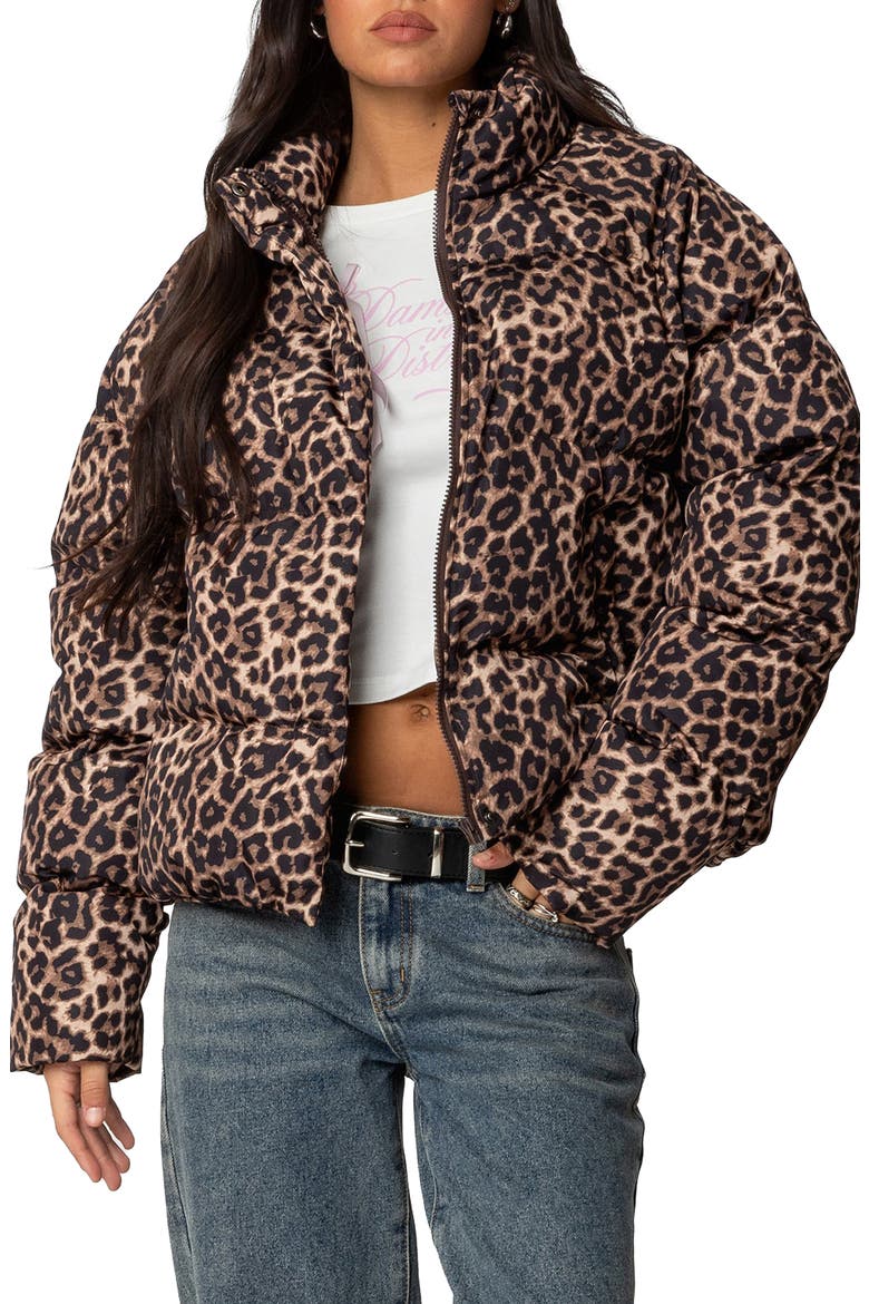 Dalya Leopard Print Puffer Jacket, Main, color, LEOPARD
