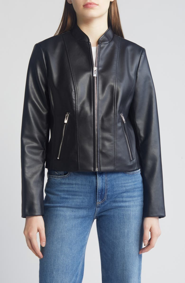 Via Spiga Faux Leather Jacket, Main, color,
