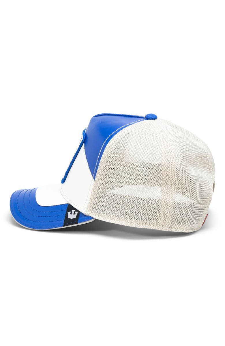 Goorin Bros. Moto Goat Faux Leather Trucker Hat, Alternate, color, Blue
