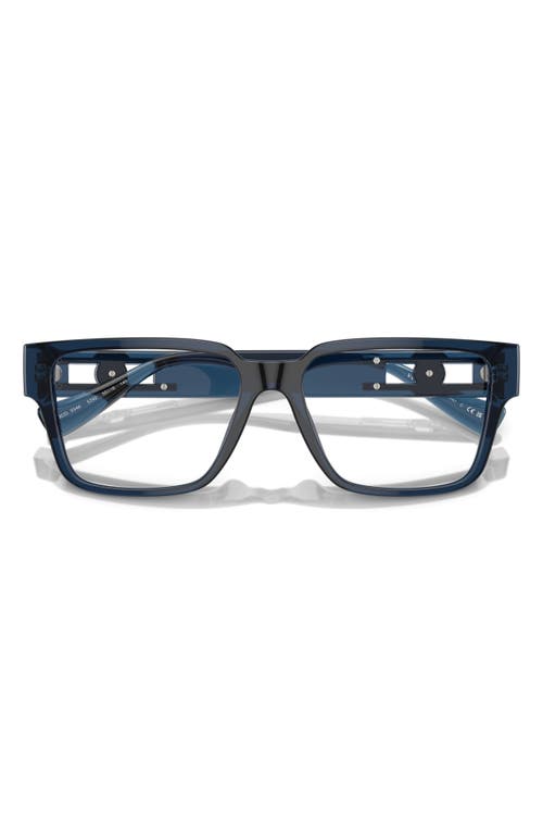 Versace 55mm Rectangular Optical Glasses In Blue Transparent