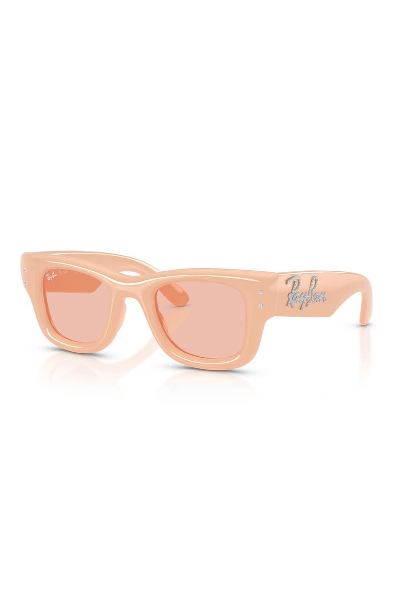 Wayfarer Puffer 47mm Small Square Sunglasses, Alternate, color, SOLID NUDE / DARK PINK