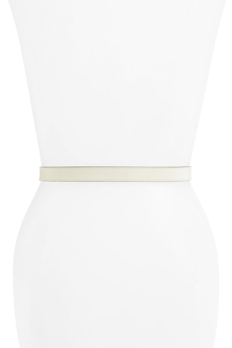 Double-G Buckle Leather Belt, Alternate, color, MYSTIC WHITE