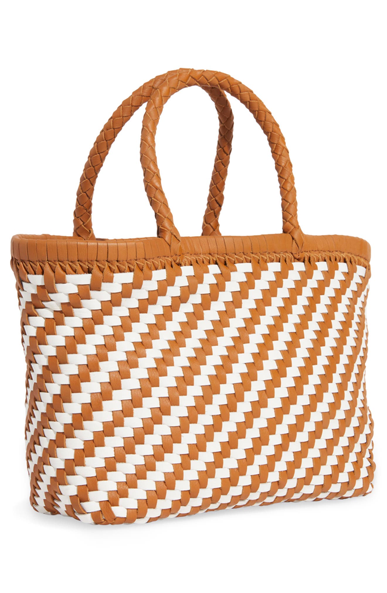 vineyard vines Woven Leather Mini Tote, Alternate, color, 