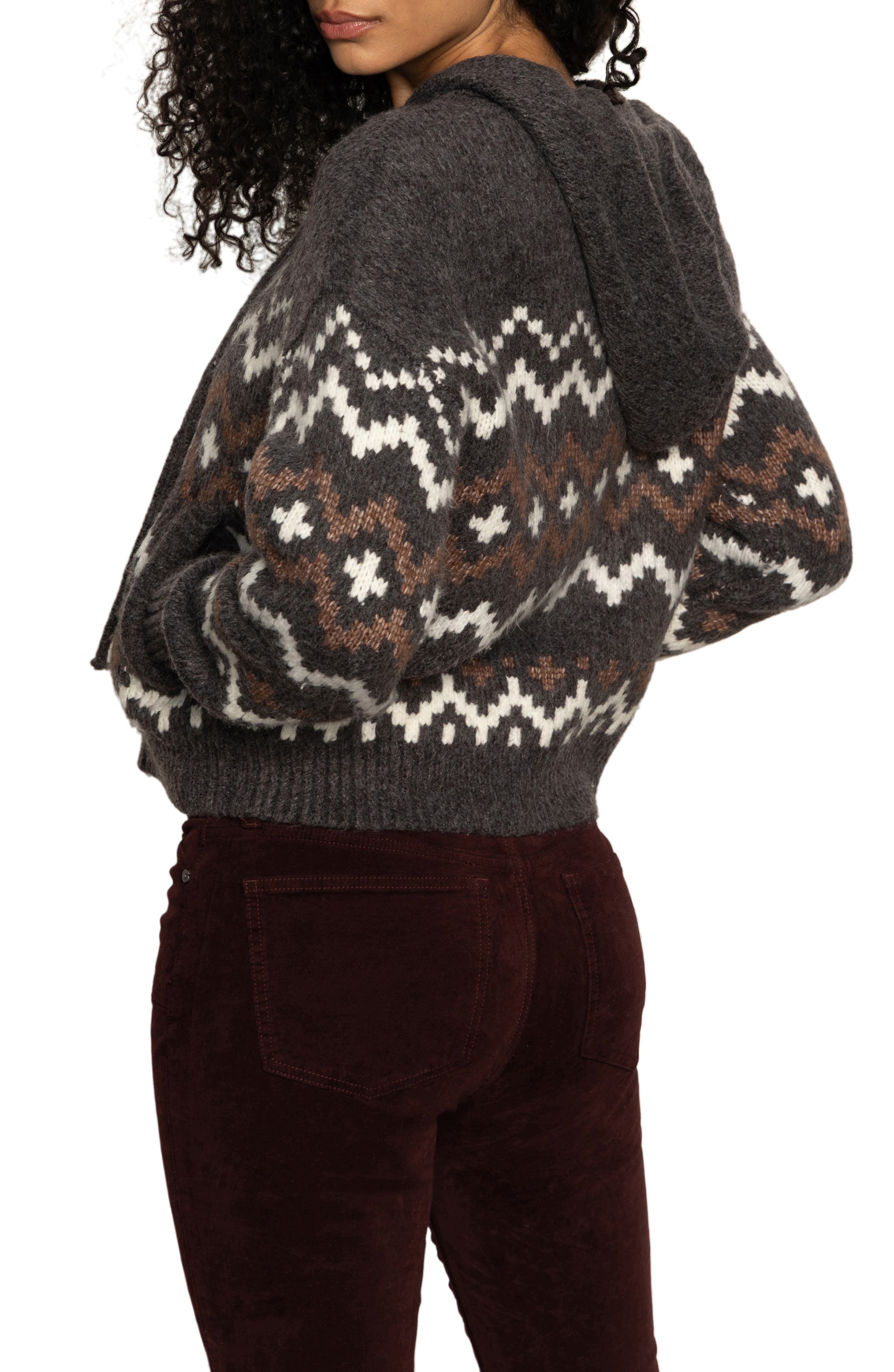 Fair Isle Zip Sweater Hoodie - image 2