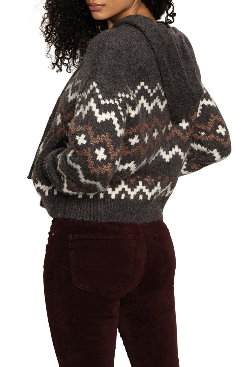 Fair Isle Zip Sweater Hoodie, Alternate, color, MOCHA FAIRISLE