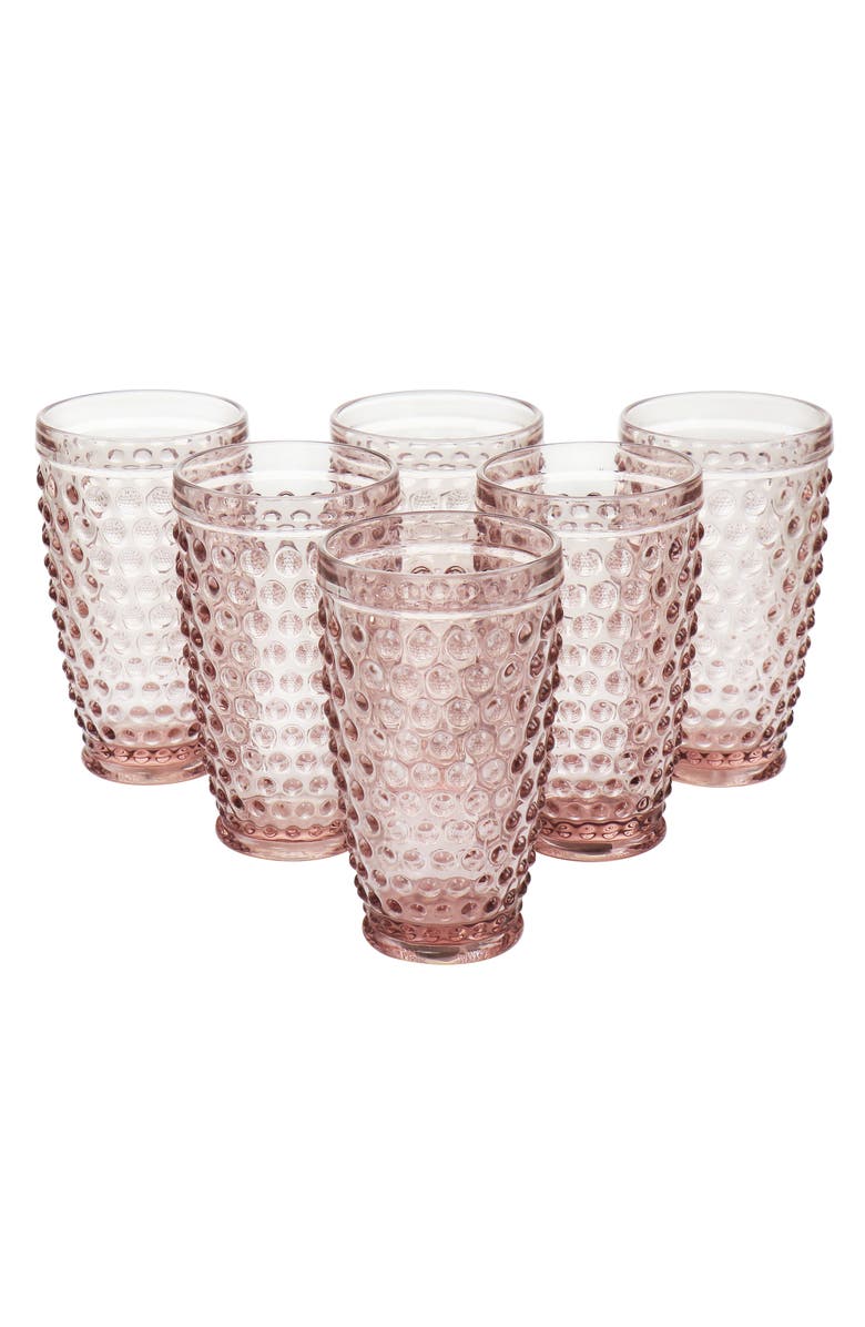 MARTHA STEWART 6 Piece Hobnail Handmade Glass Tumbler Set, Main, color, Pink