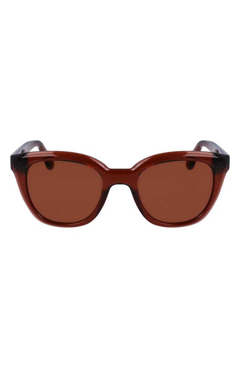 FERRAGAMO Classic Logo Tea Cup 52mm Round Sunglasses, Main, color, Transparent Brown