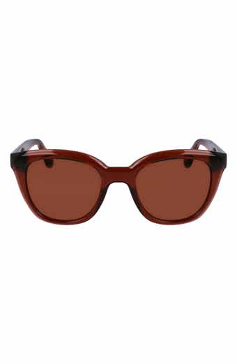 FERRAGAMO Classic Logo Tea Cup 52mm Round Sunglasses