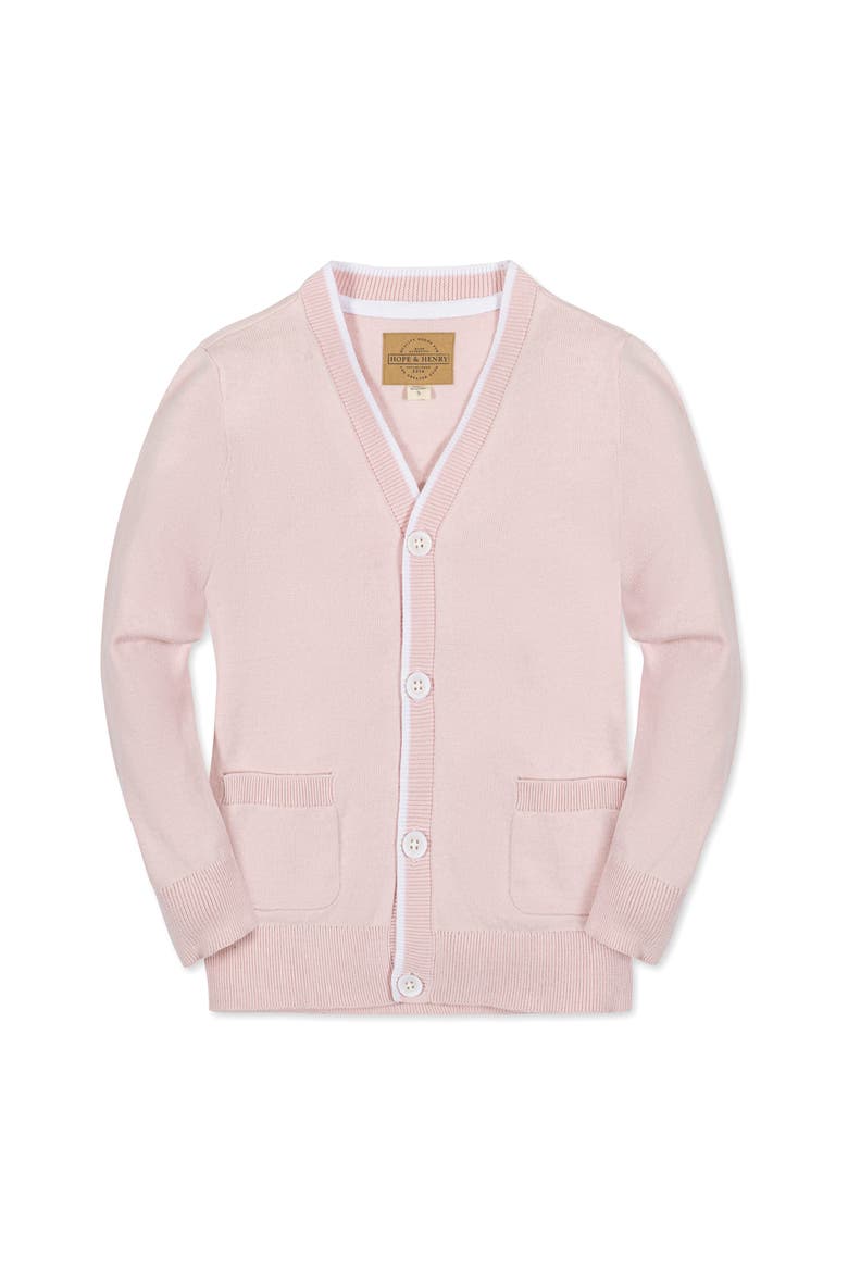 Boys' Organic Tipped Cardigan, Kids, Main, color, Pale Pink