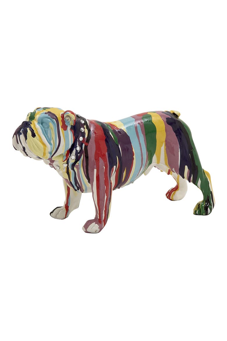 Multicolored Polystone Graffiti Bulldog Sculpture, Main, color, MULTI