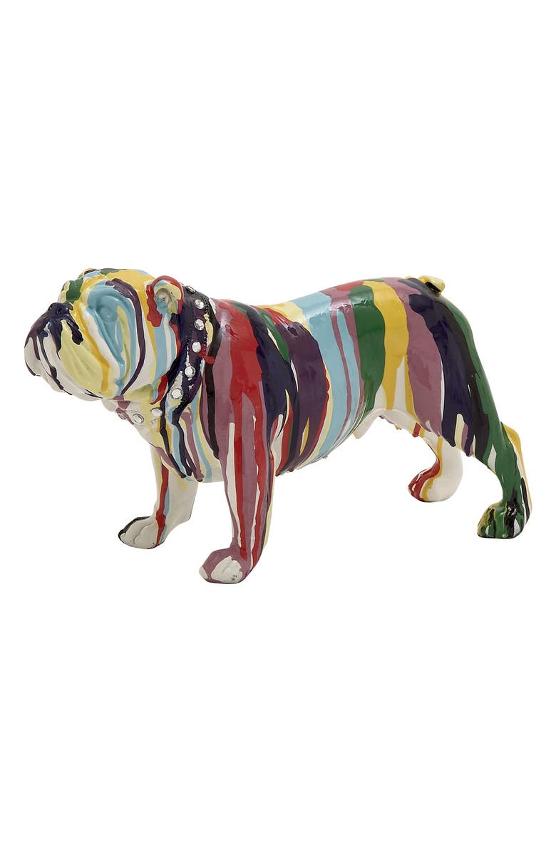 Novogratz Multicolored Polystone Graffiti Bulldog Sculpture, Main, color,