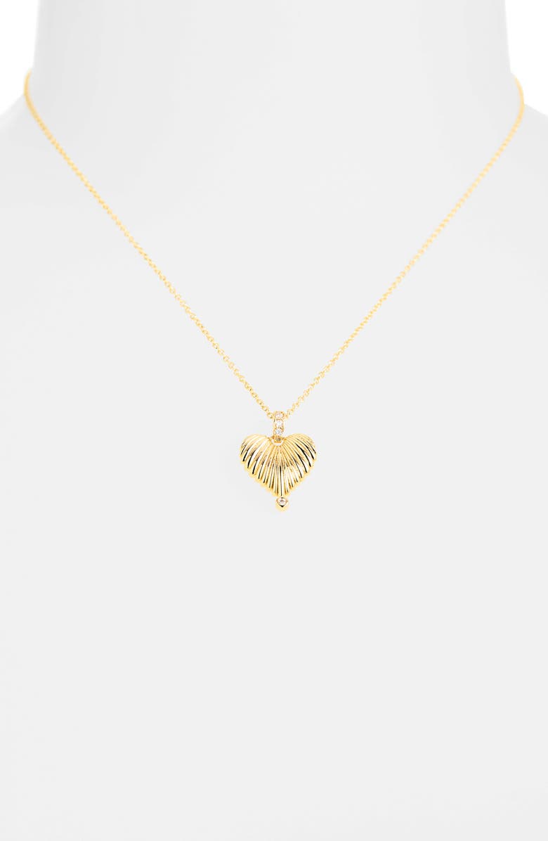 Leith Heart Drop Necklace, Alternate, color, Clear- Gold