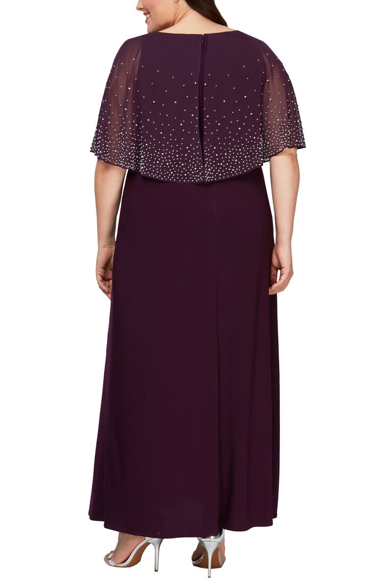 Alex Evenings Embellished Popover Gown, Alternate, color, 
