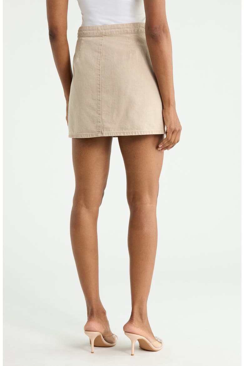 Kris Button Front Cotton A-Line Miniskirt, Alternate, color, BISCUIT