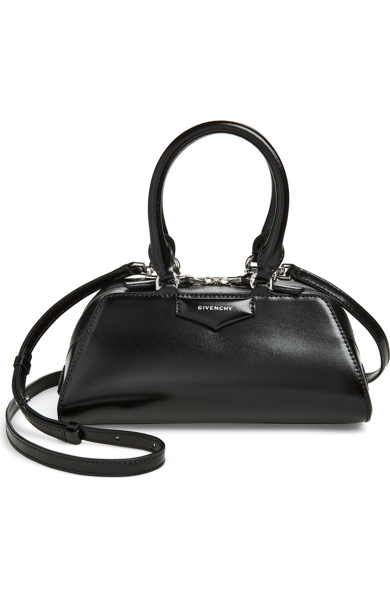 Givenchy Mini Antigona Leather East/West Satchel, Main, color, Black