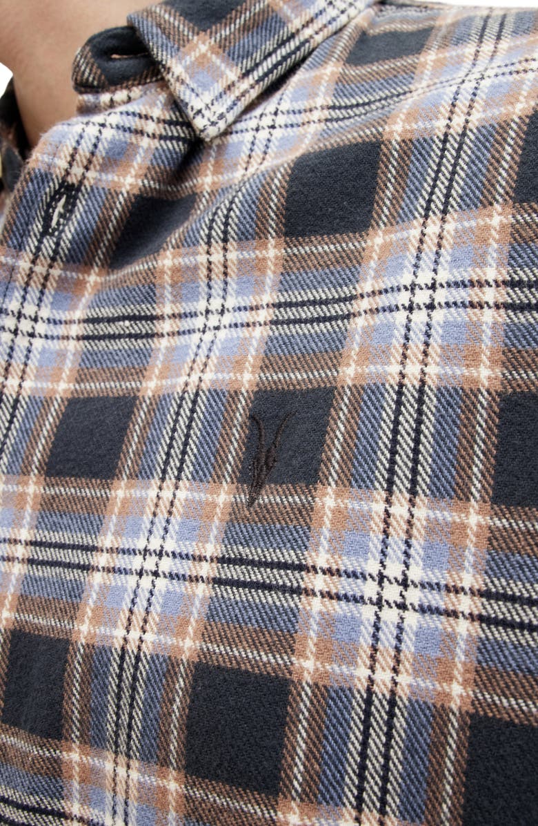 AllSaints Ventana Check Relaxed Fit Button-Up Shirt, Alternate, color, Marine Blue