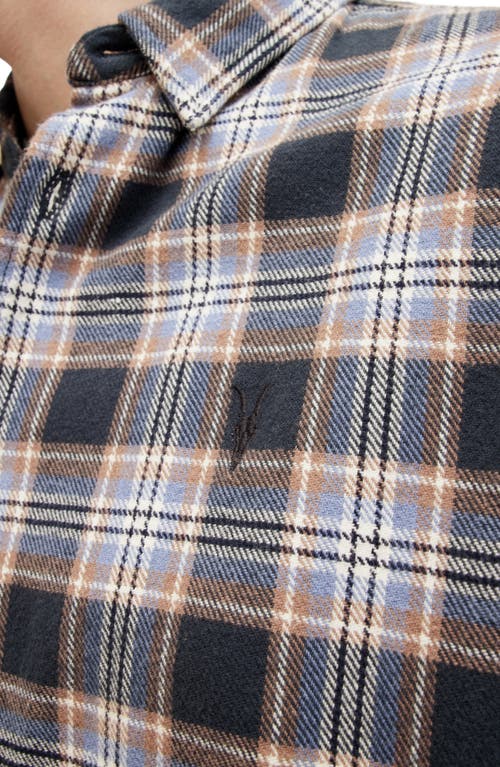 Allsaints Ventana Check Relaxed Fit Button-up Shirt In Marine Blue