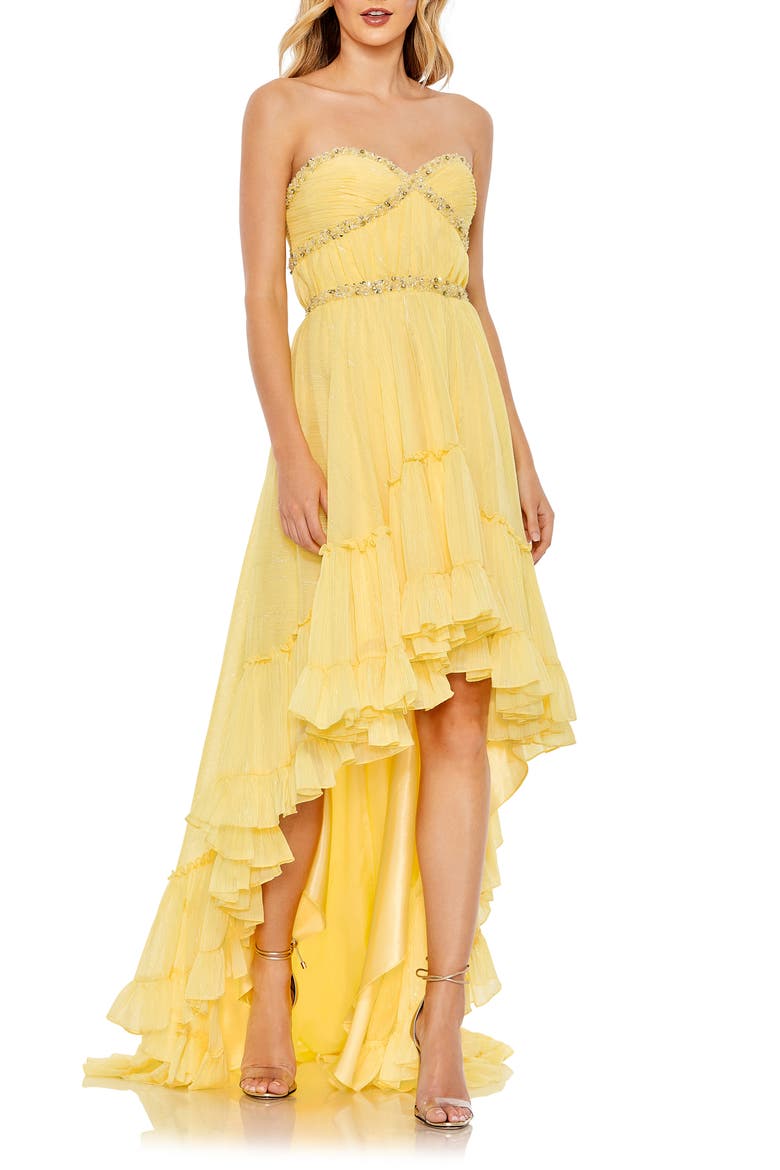 Sweetheart Neck High-Low Gown, Main, color, LEMON
