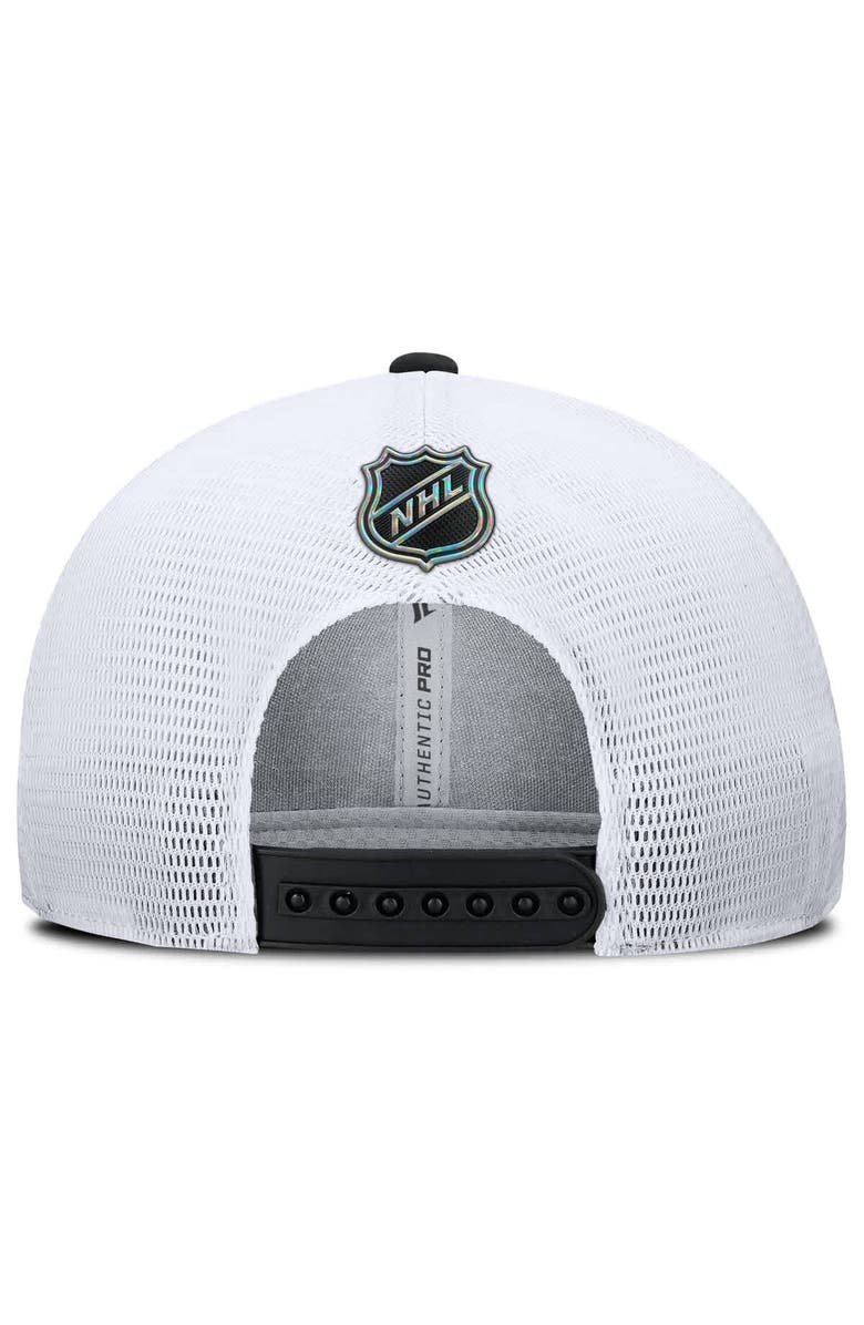 FANATICS Men's Fanatics Black/White Detroit Red Wings Authentic Pro Rink Lockup Adjustable Trucker Hat, Alternate, color, 