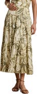 Lauren Ralph Lauren Palm Front Print Cotton Voile Midi Skirt