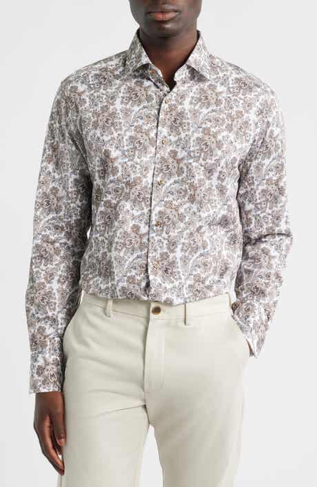 Modern Fit Paisley Non-Iron Cotton Dobby Dress Shirt