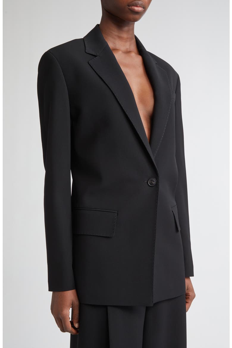 Structured Shoulder Fitted Responsible Finesse Crepe Blazer, Alternate, color, BLACK