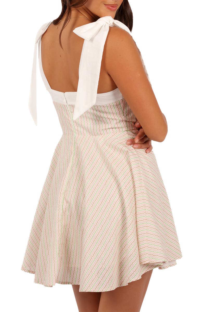 Petal & Pup Polina Tie Strap Cotton & Linen Minidress, Alternate, color, Wave Stripe