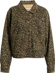 PTCL Leopard Print Denim Trucker Jacket