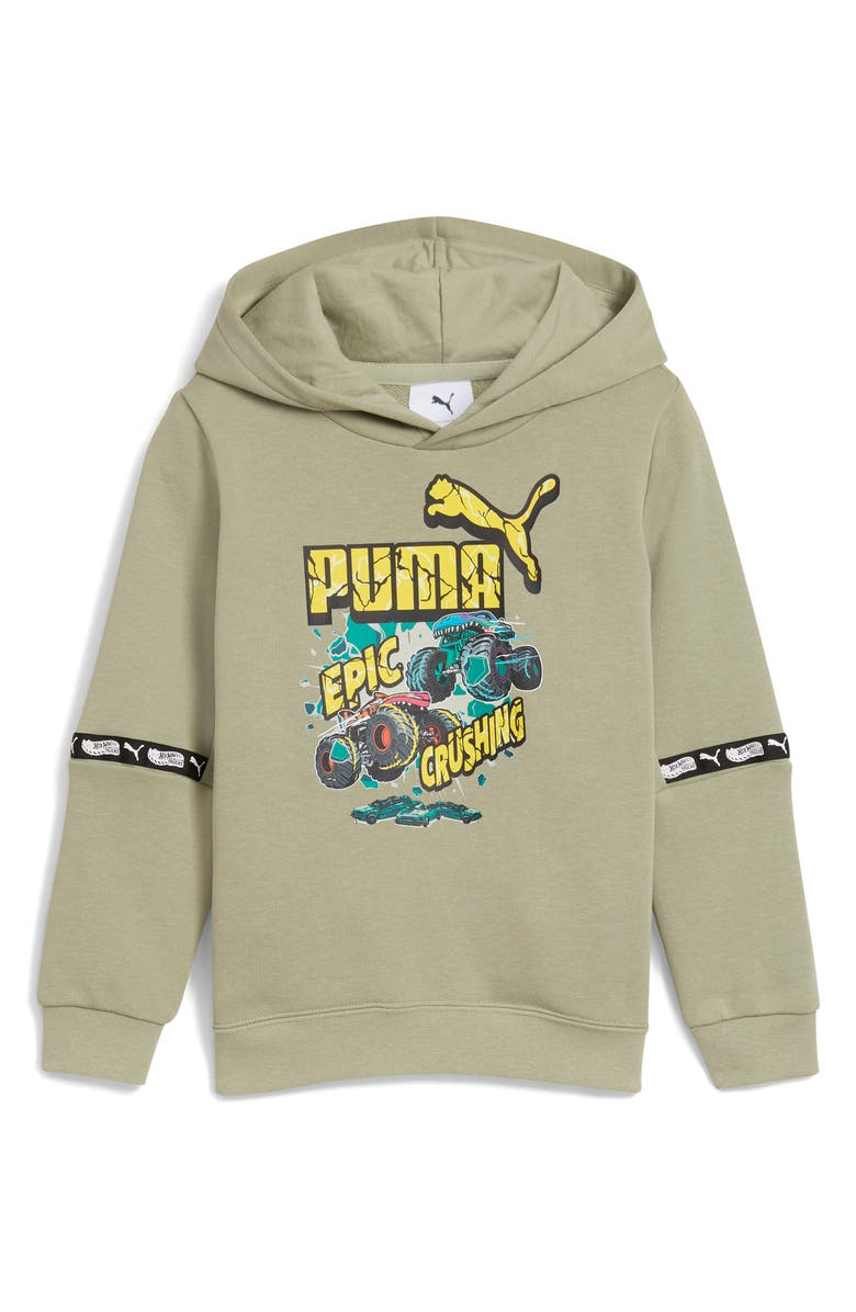 PUMA x Hot Wheels Kids' Cotton Blend Hoodie, Main, color, Lux Army