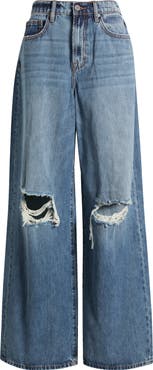 HIDDEN JEANS Classic High Waist Distressed Wide Leg Jeans