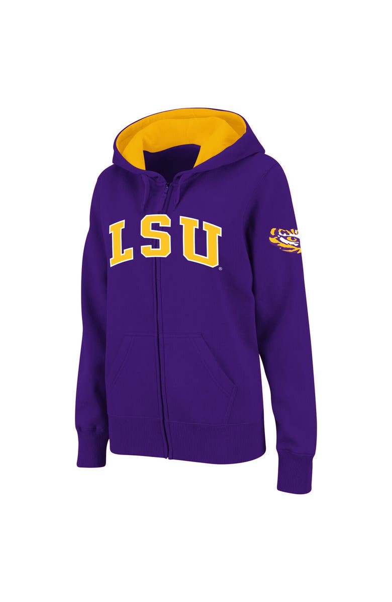 COLOSSEUM Women's Stadium Athletic Purple LSU Tigers Arched Name Full-Zip Hoodie, Main, color, Purple