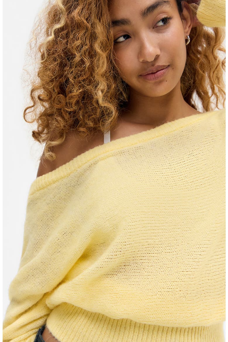 Off the Shoulder Knit Sweater, Alternate, color, YELLOW