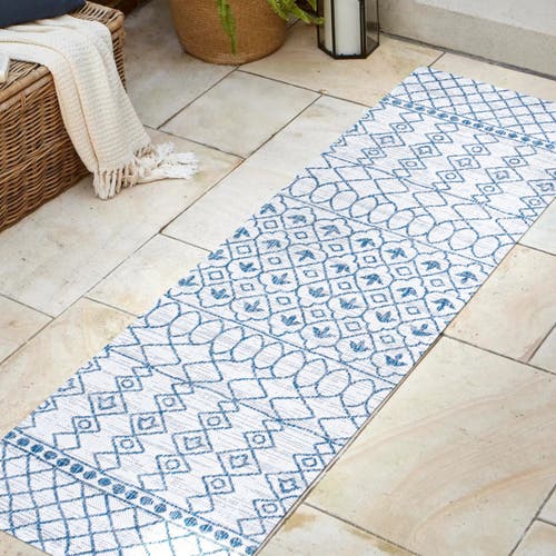 Jonathan Y Kafel  Bohemian Indoor/outdoor Area Rug In Ivory/blue