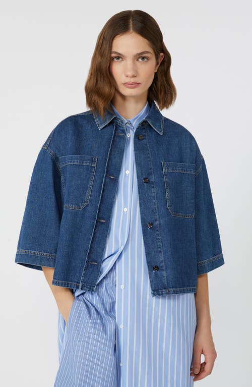 Weekend Max Mara Enza Boxy Denim Button-up Shirt In Blue