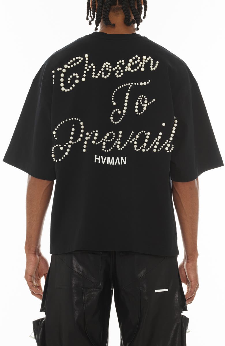 Cult of Individuality Imitation Pearl Embellished Beauty Graphic T-Shirt, Alternate, color, Black