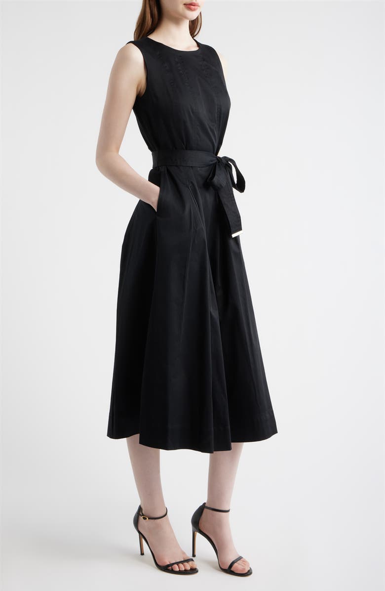 Anne Klein Sleeveless Stretch Cotton Midi Dress, Alternate, color, Anne Black