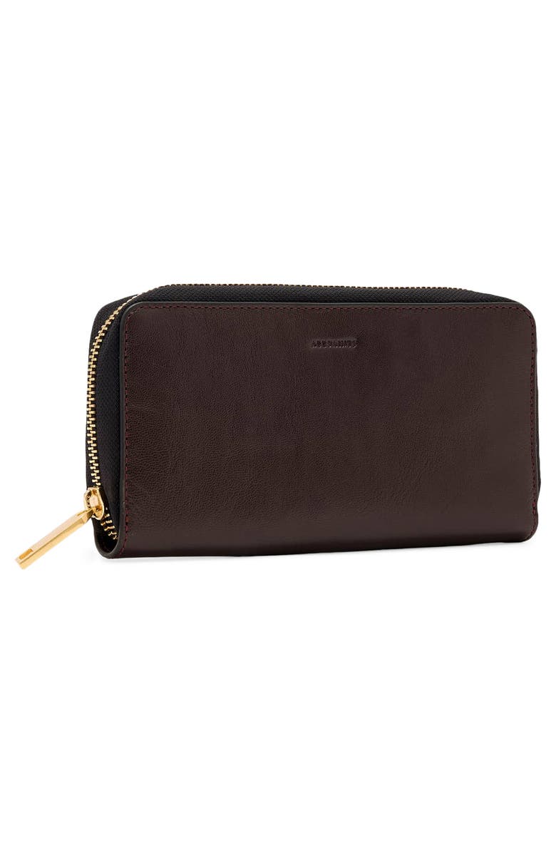 AllSaints Lena Continental Leather Wallet, Alternate, color, Burnt Umber Red