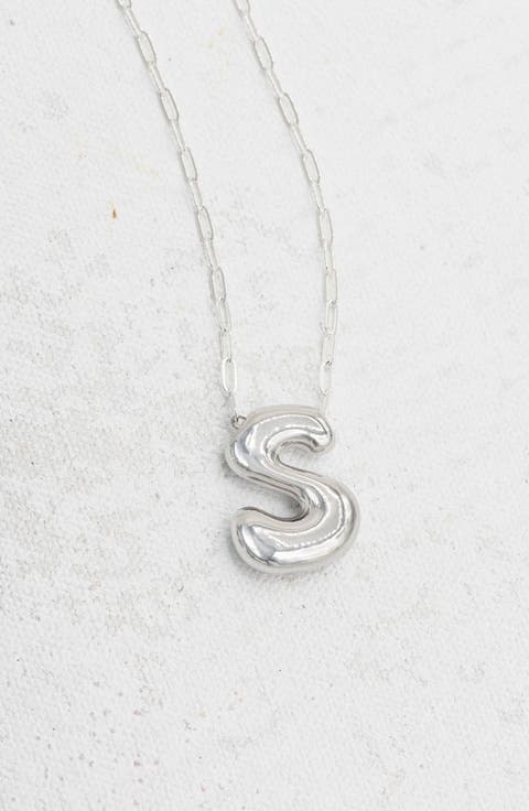 Small Paperclip Necklace with Silver Letter Charm