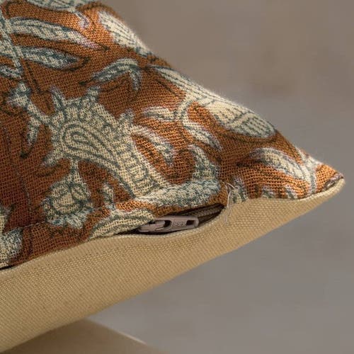 Mela Artisans Floral Blockprint Pillow In Brown
