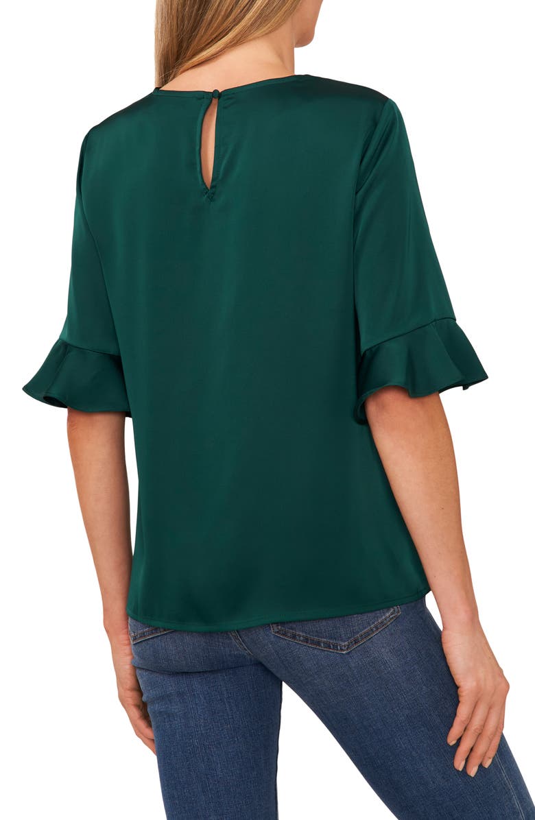 CeCe Ruffle Cuff Satin Blouse, Alternate, color,
