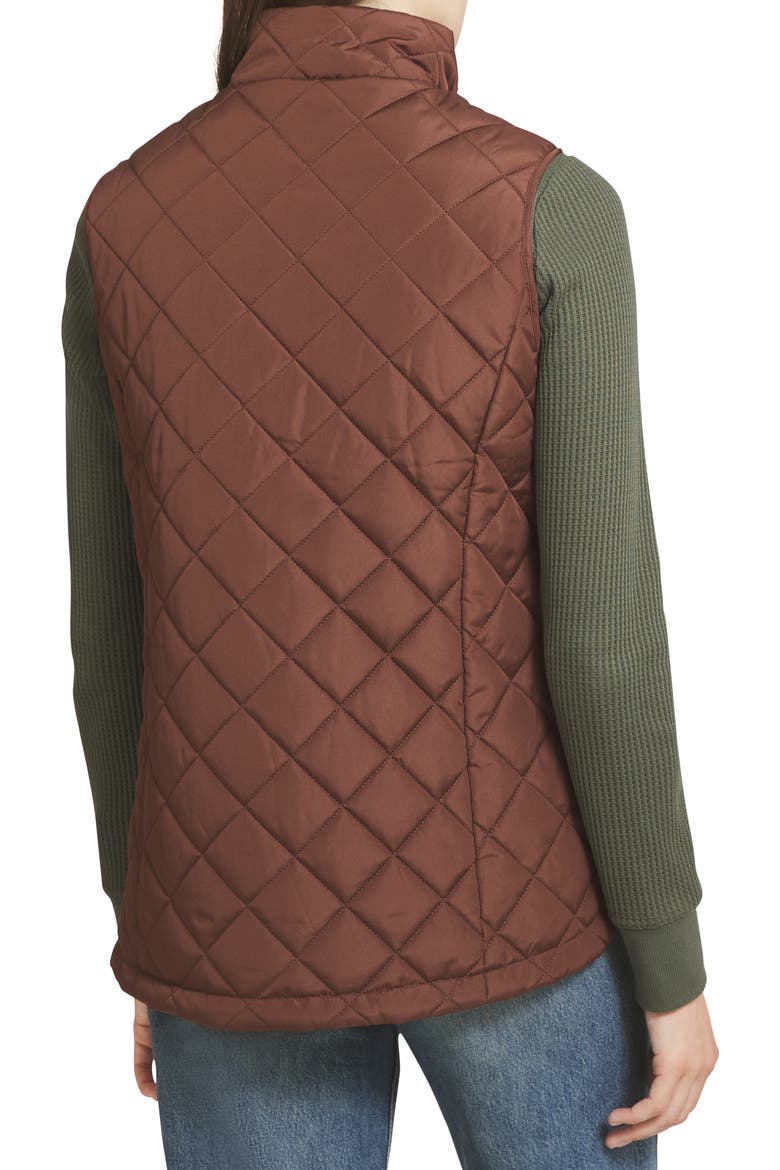 Houndstooth Quilted Puffer Vest, Alternate, color, CHOCOLATE