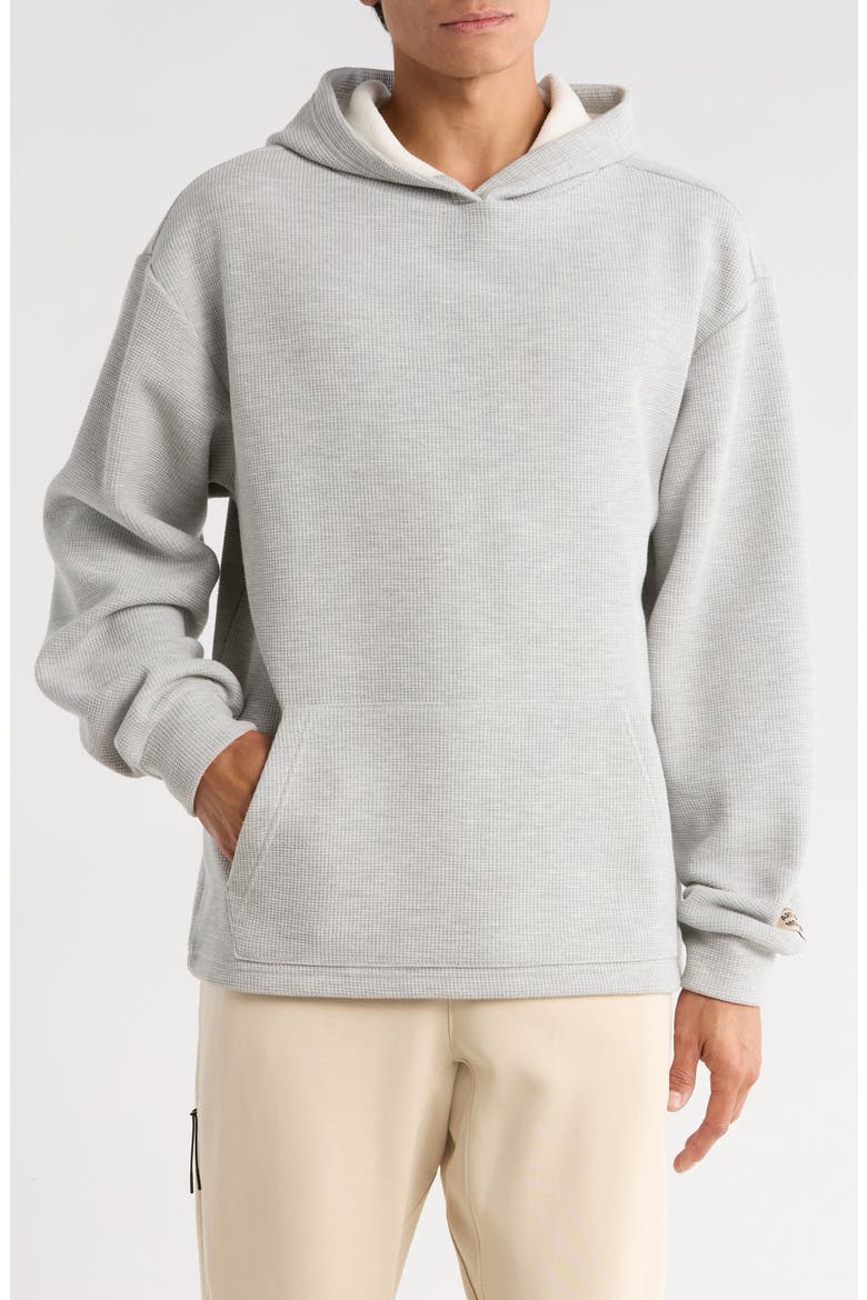 Fleece Lined Waffle Hoodie, Main, color, HEATHER GREY