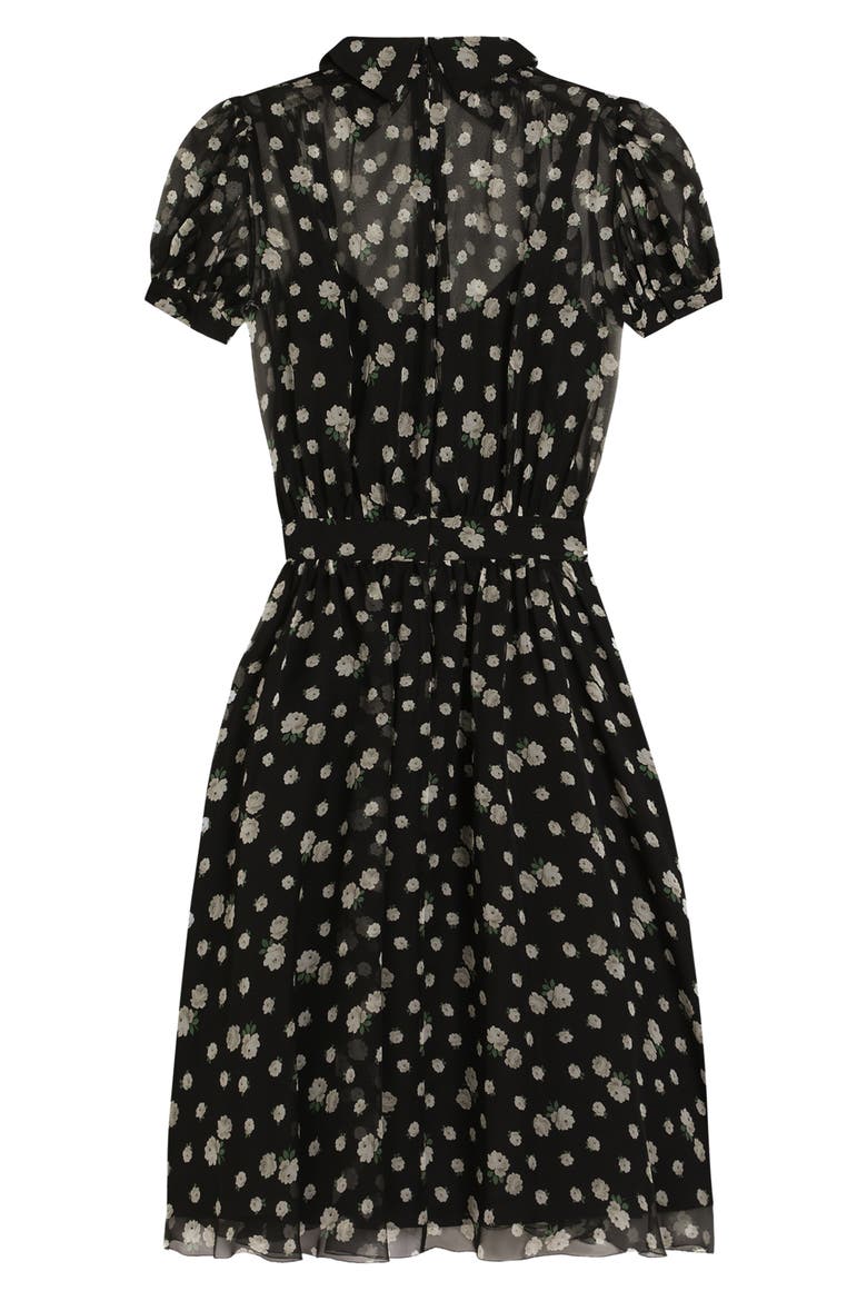 Floral Silk Chiffon Cocktail Dress, Alternate, color, HX6BY ROSEL BCO F.NERO