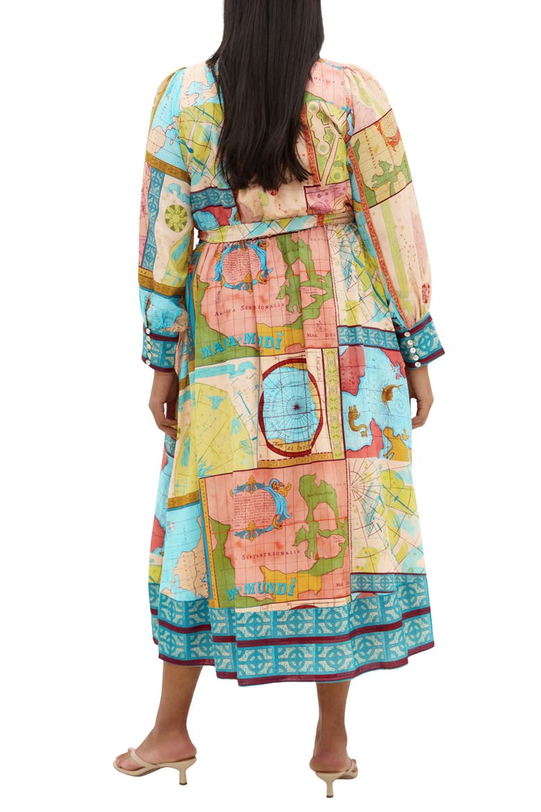 Paulo Map Print Long Sleeve Shirtdress, Alternate, color, WANDERLUST